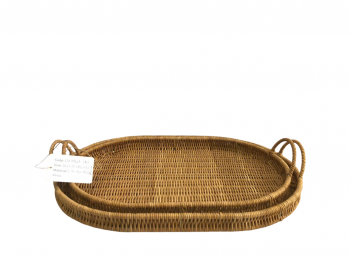 OVAL WOVEN RATTAN TRAY WITH HANDLES – LTK19/27